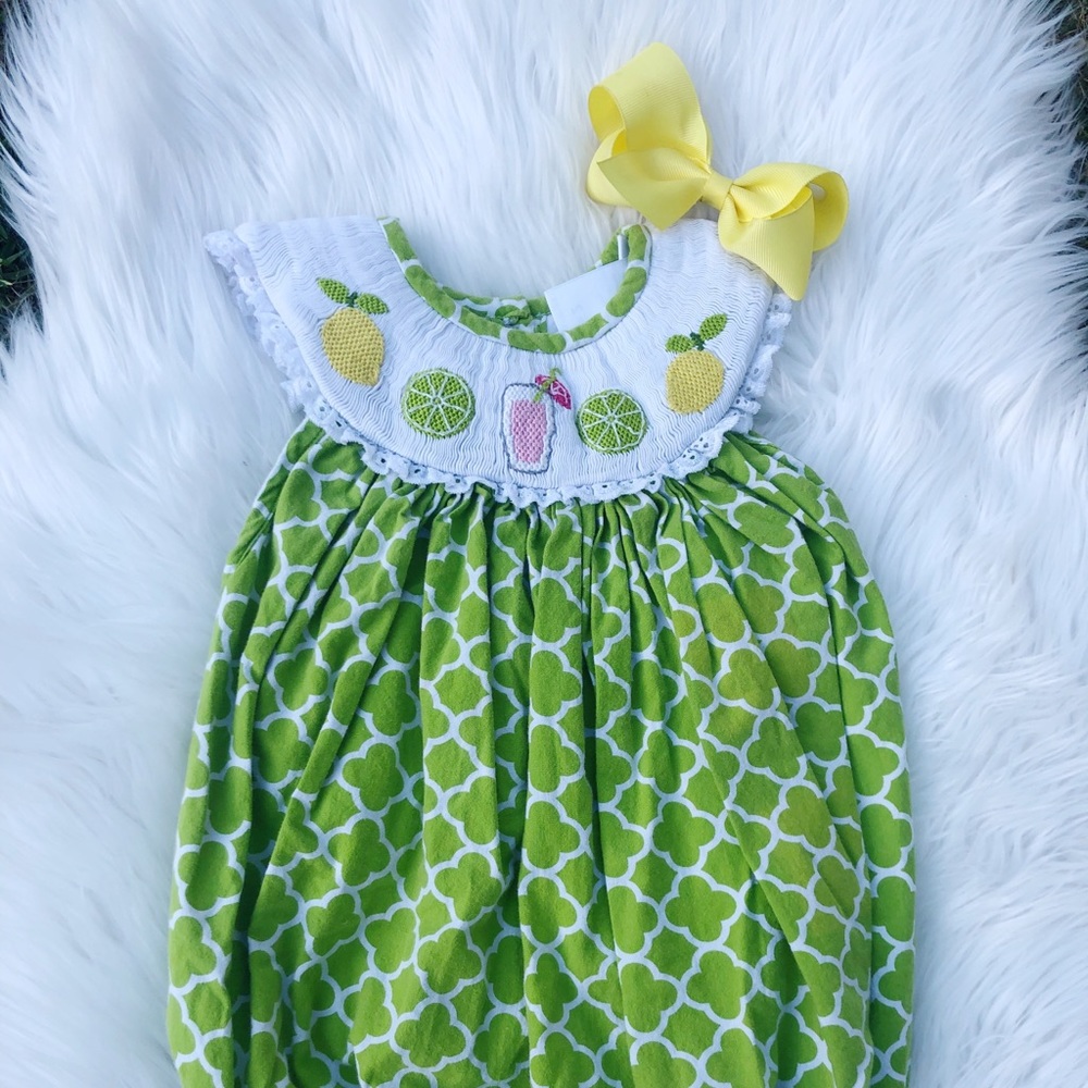 Babeeni Lemonade Smocked Bubble Romper